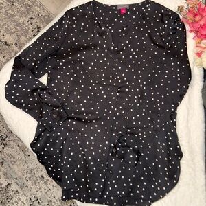 3 x 20$ Vince Camuto Black and White Polka Dot Blouse Size S